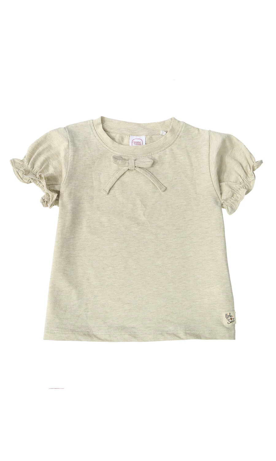 Baby Girls Sage Green Bow Detail Puff Sleeve Top
