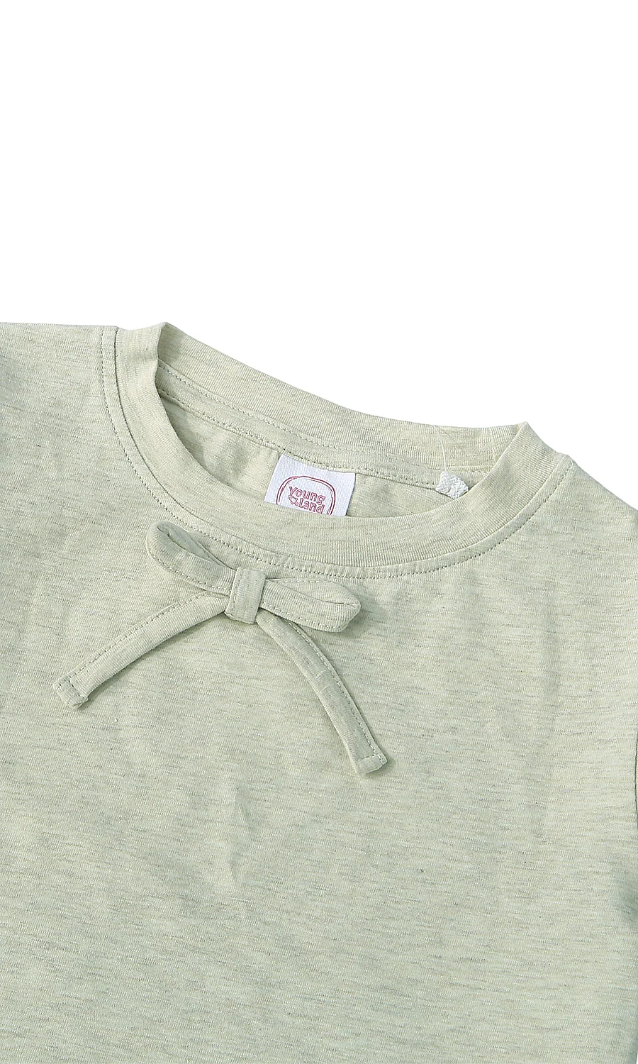 Baby Girls Sage Green Bow Detail Puff Sleeve Top - Image 2