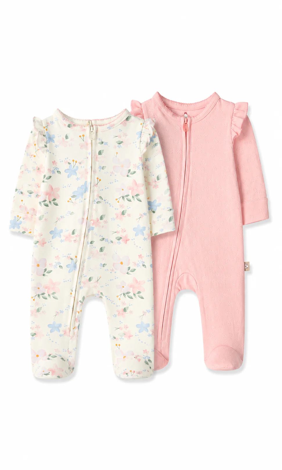 Baby Girls Romper Pack of 2 Cream Floral & Blush Pink
