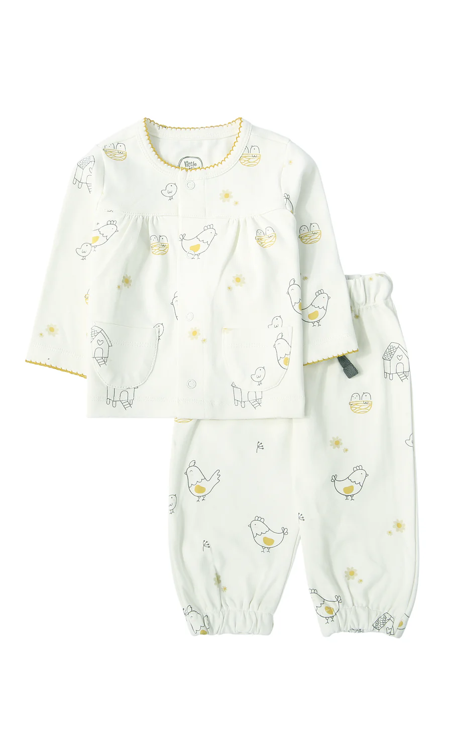 Baby Girls White Chick Print Night Suit