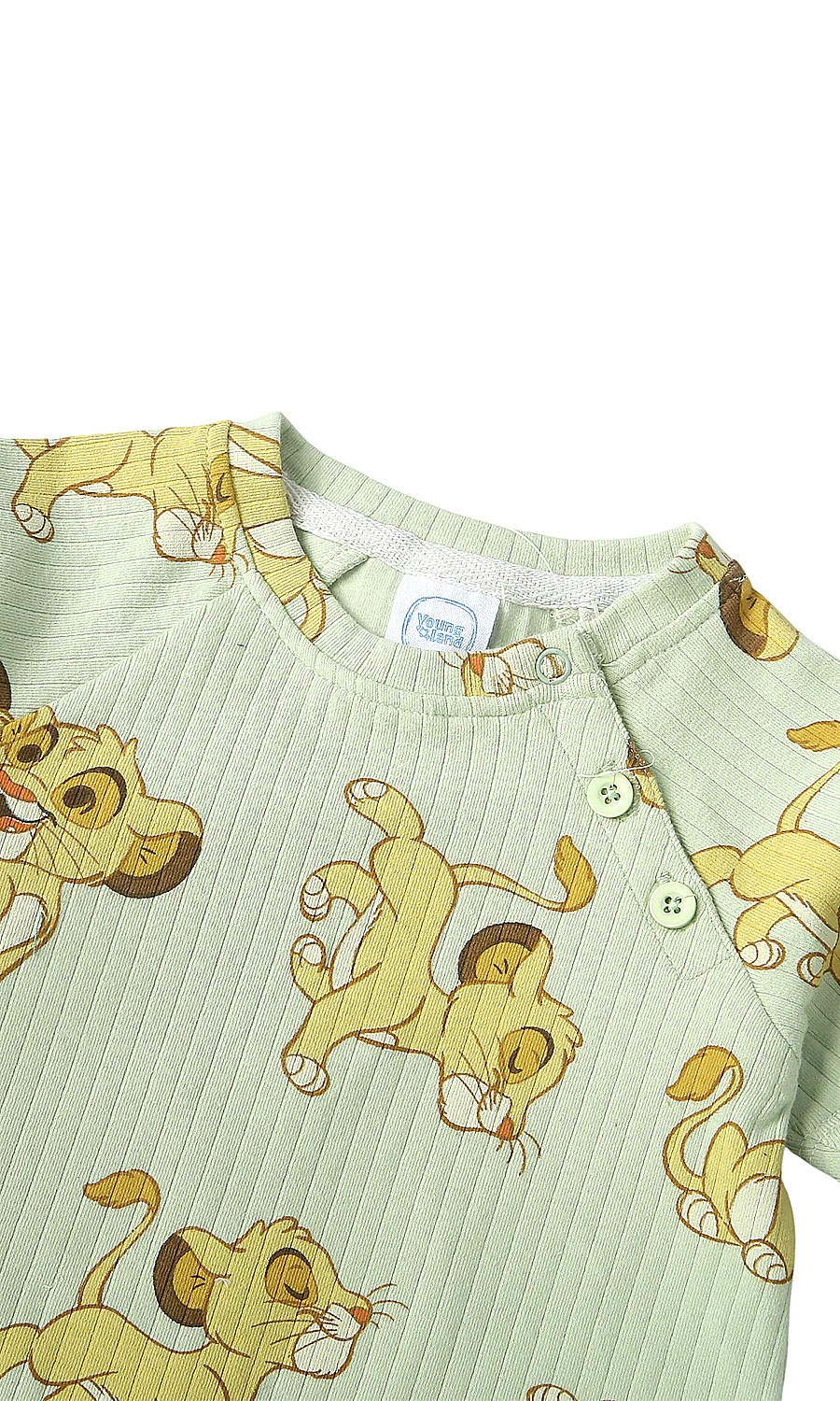 Baby Ribbed Romper Mint Green Lion King Print - Image 2