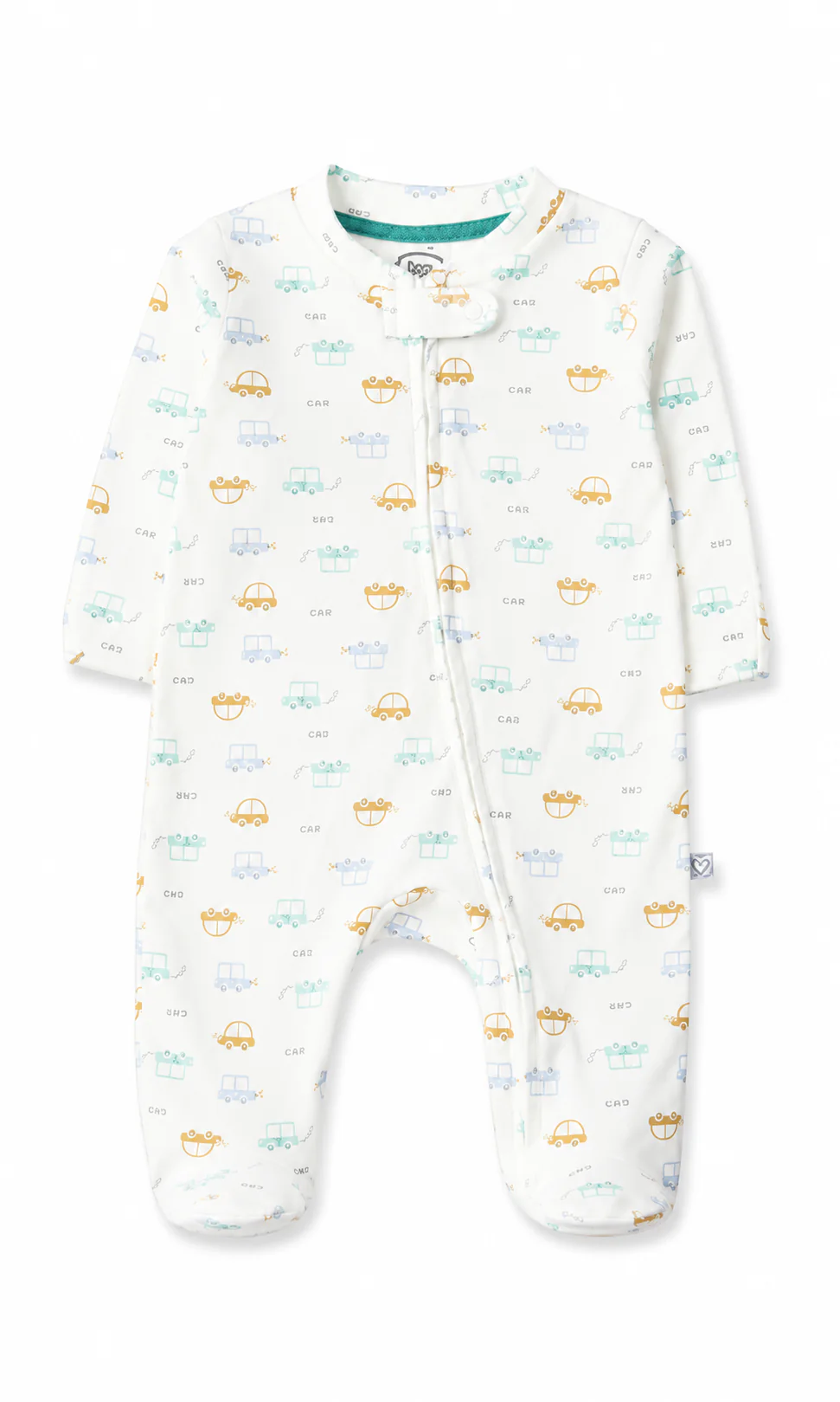 Baby Romper Pack of 2 Sky Blue Solid & White Cute Cars Print - Image 3