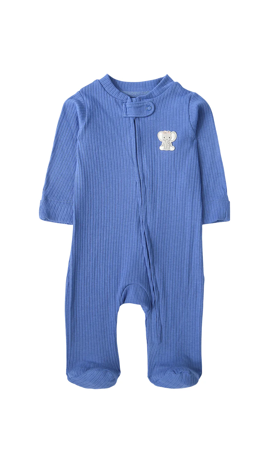Baby Romper Pack of 2 Blue Ribbed & White Animal Print - Image 2