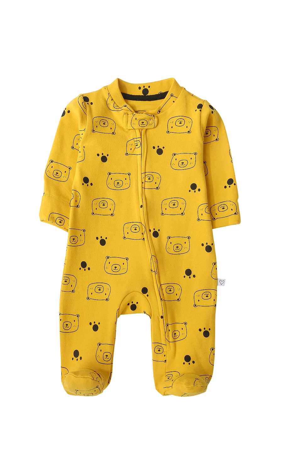 Baby Romper Pack of 2 Mustard Bear Print & Black White Striped - Image 2
