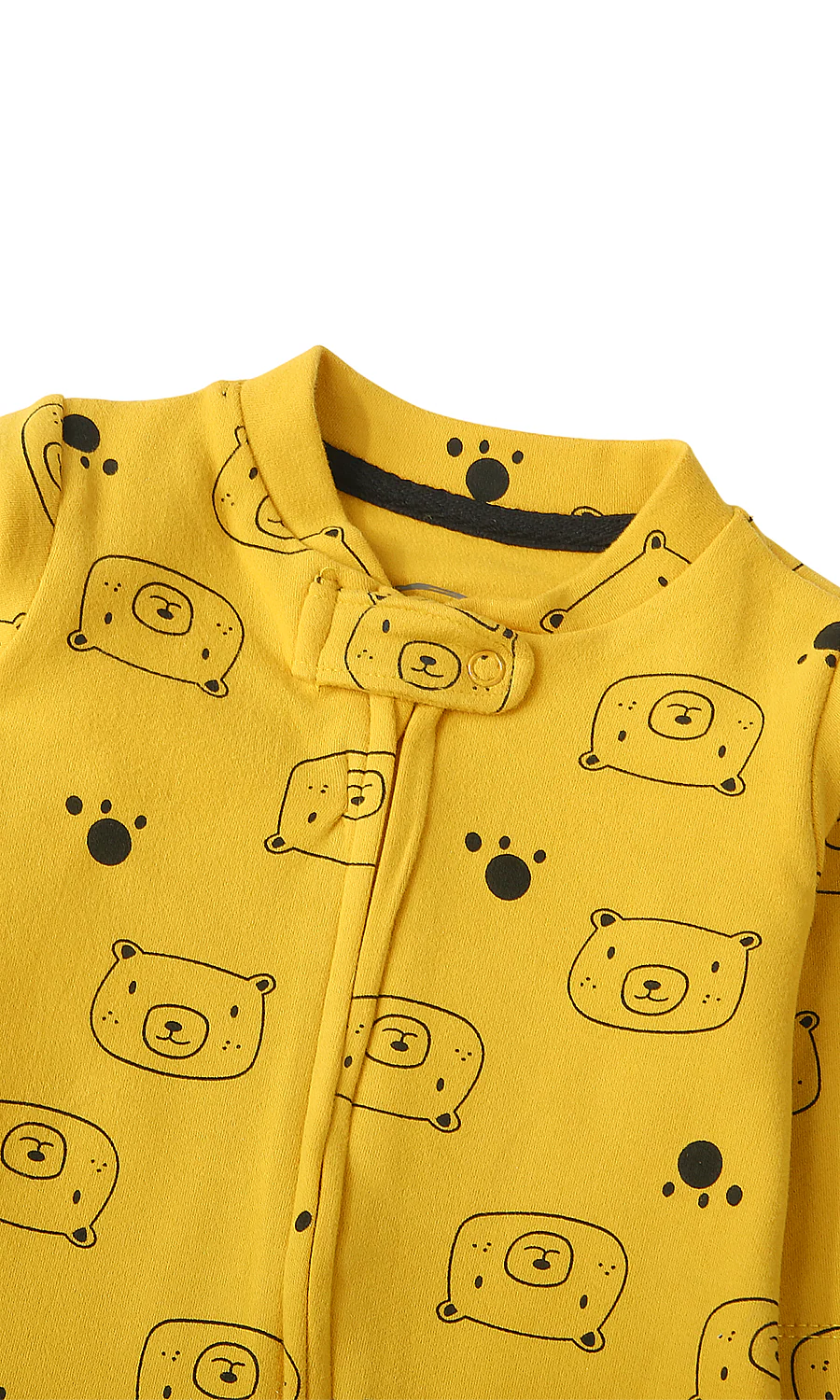 Baby Romper Pack of 2 Mustard Bear Print & Black White Striped - Image 3