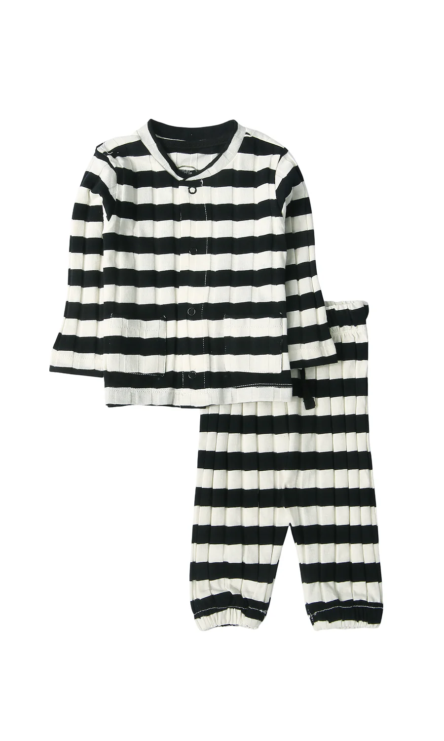 Baby Striped Night Suit Black White