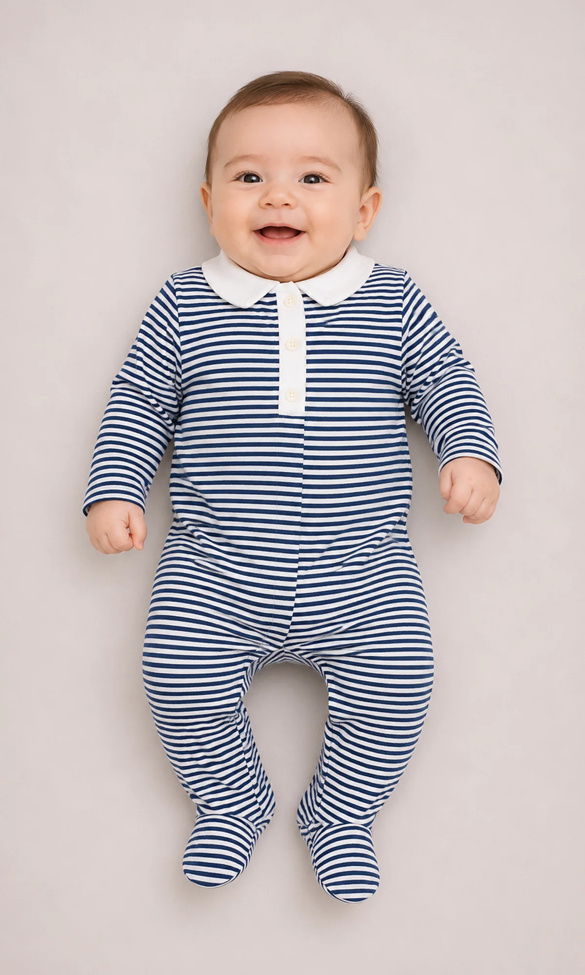 Baby Striped Romper Navy