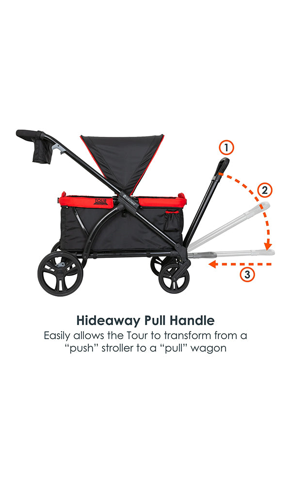 Baby Trend Babytrend Tour 2 in 1 Stroller Wagon Mars Red - 0312827 - Image 2