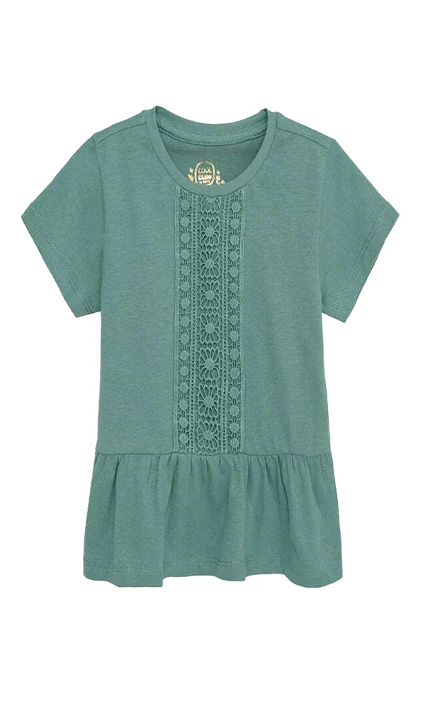 Blouse for Girls with Short Sleeves Turquoise CC CCG2512713