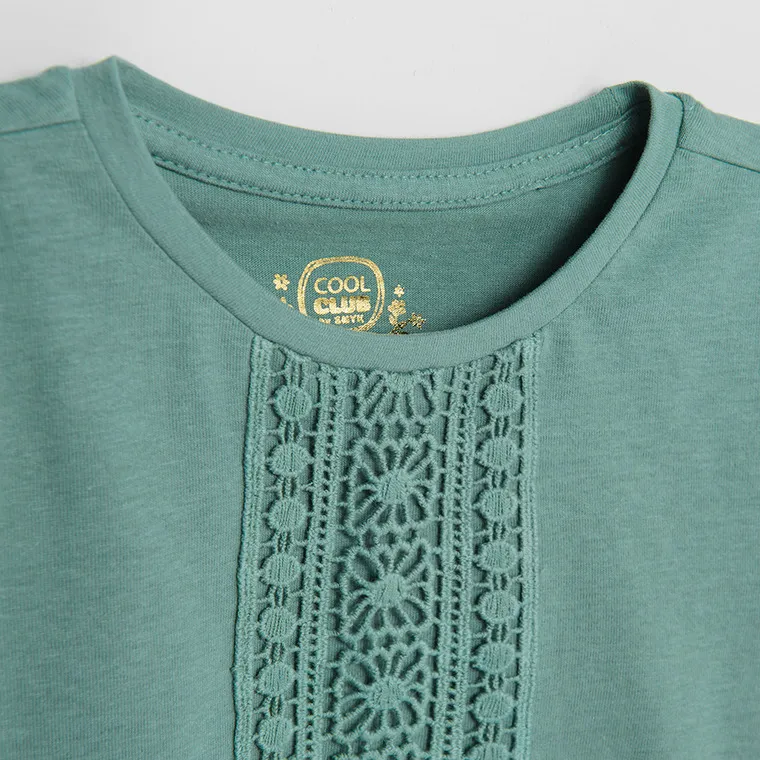 Blouse for Girls with Short Sleeves Turquoise CC CCG2512713 - Image 2