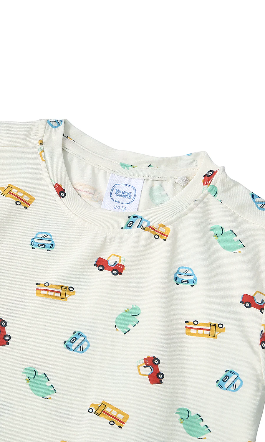 Boys 2 Piece Suit Cream Navy Blue Vehicle Print - Image 2