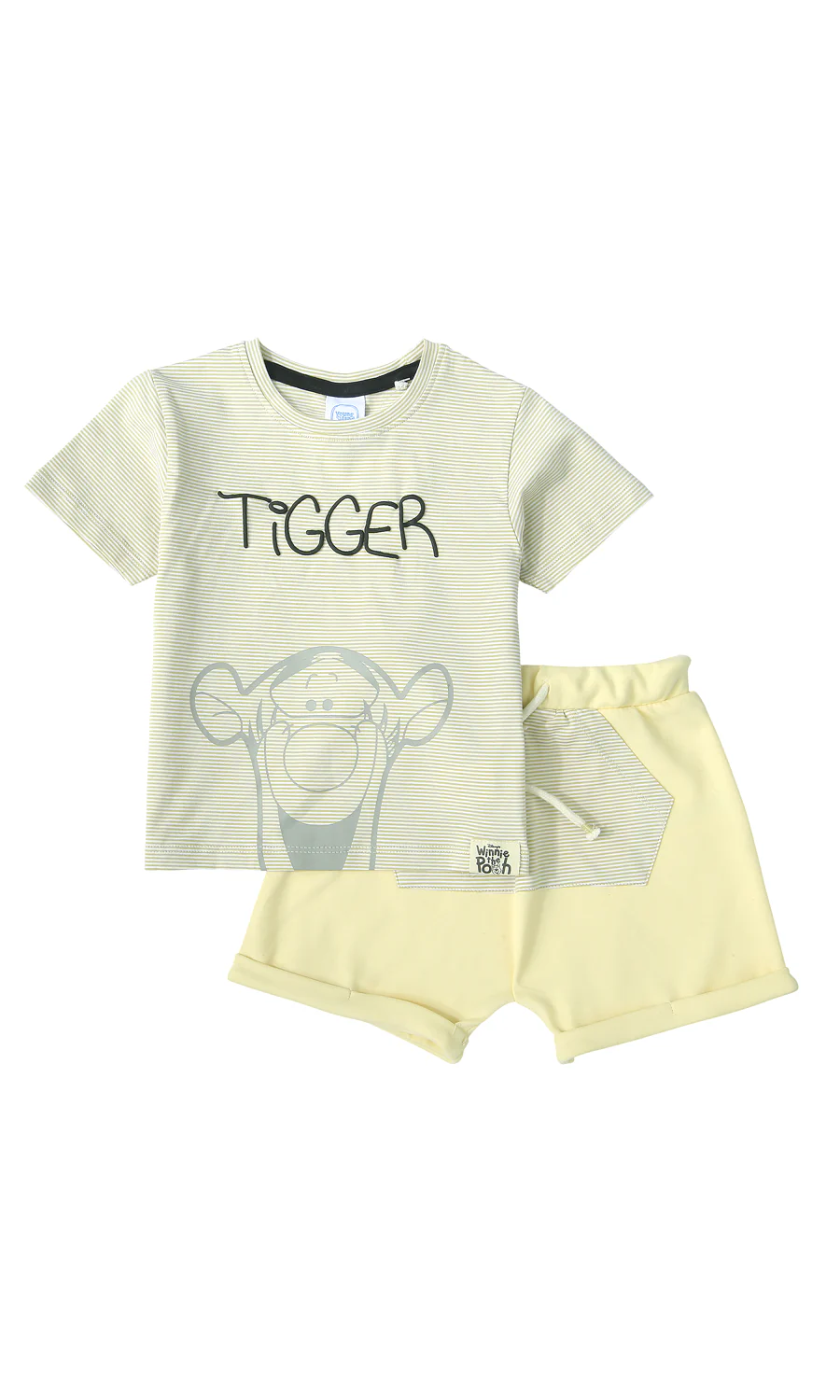 Boys 2 Piece Suit Yellow Stripe Cartoon Tiger Print