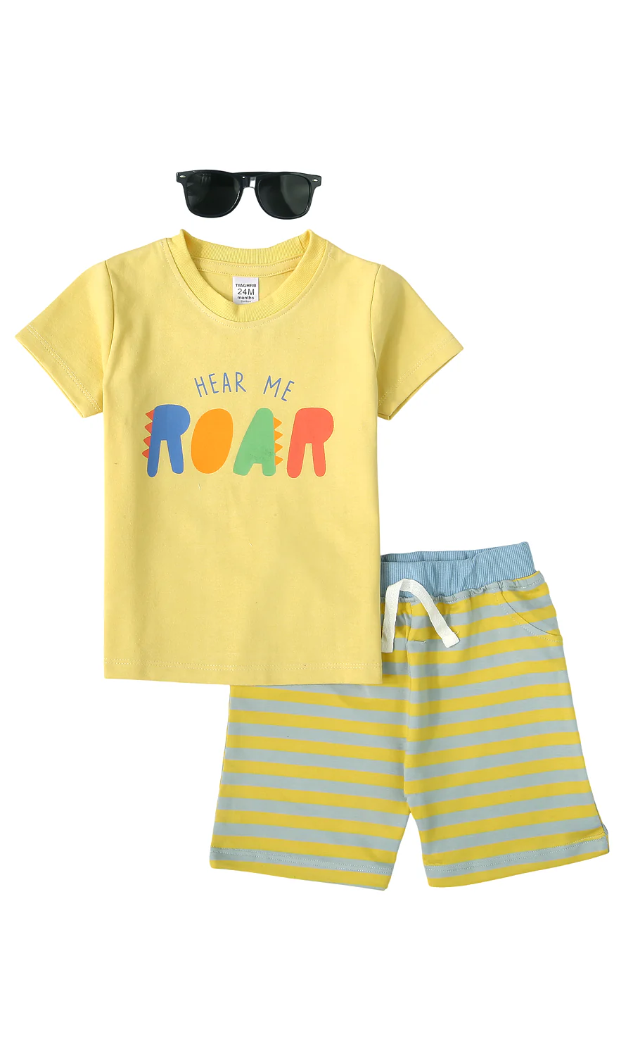 Boys 3 Piece Suit Yellow Roar Print