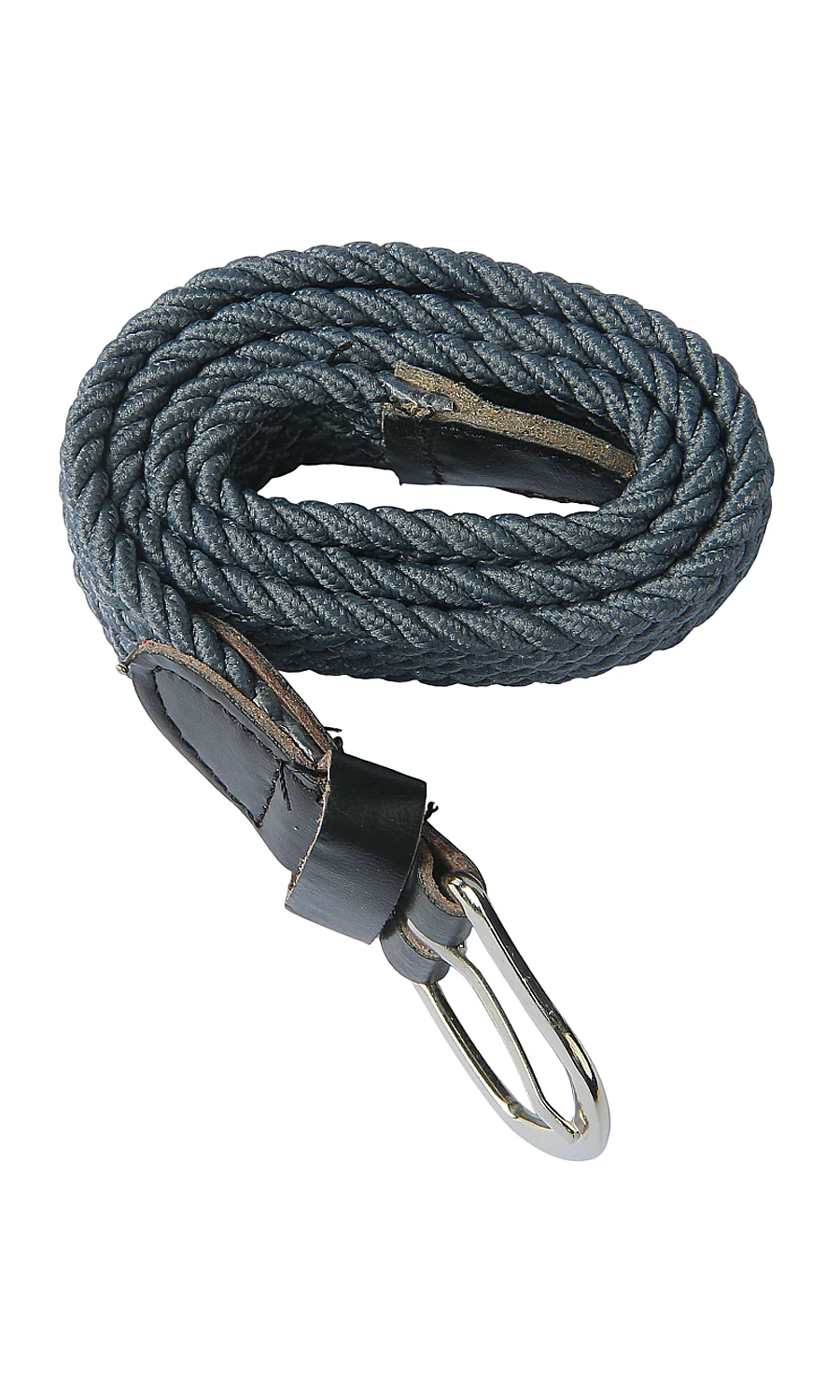 Boys Belt Charcoal Grey Braided Elastic Stretch Woven Rope Silver Pin Buckle - Image 2
