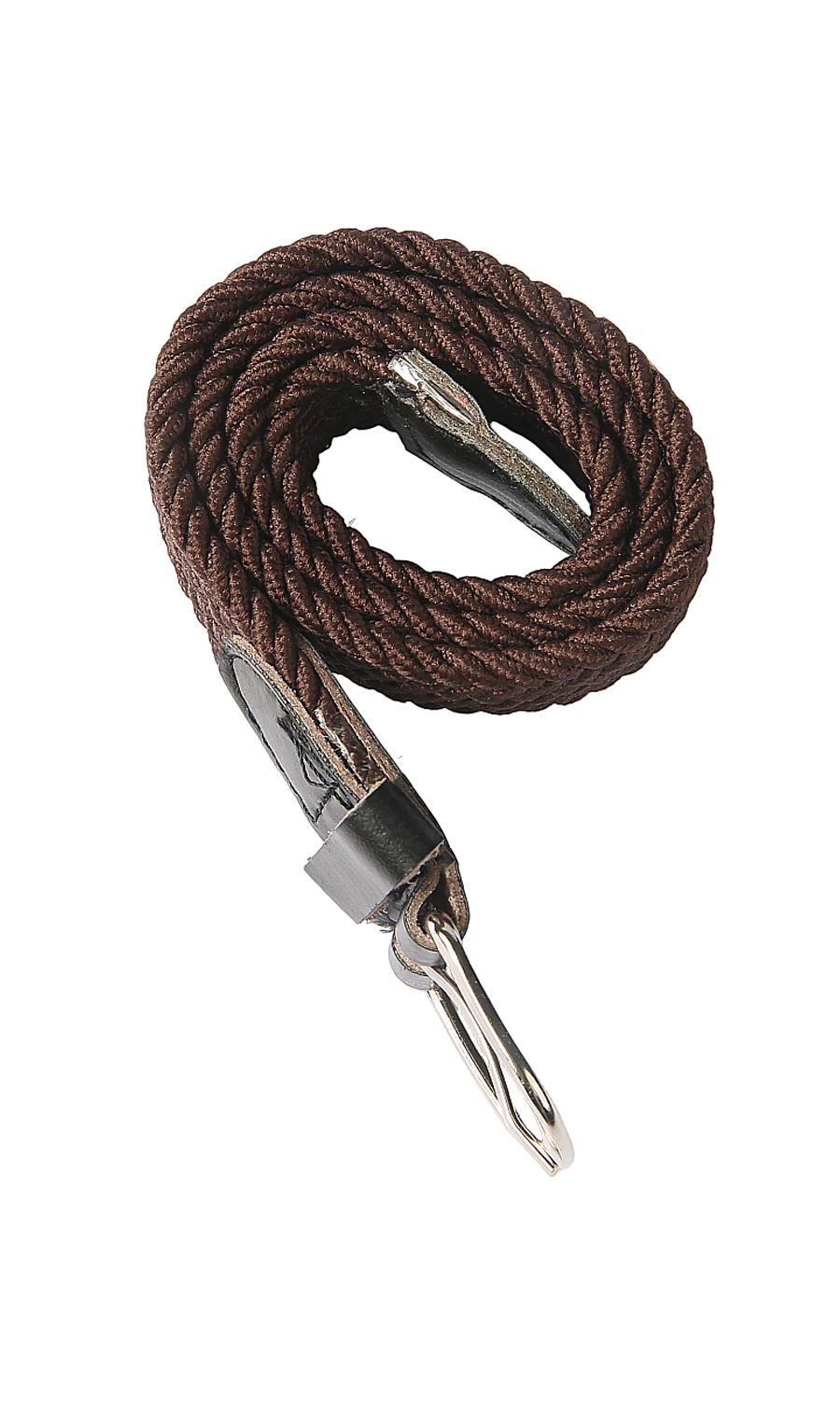 Boys Belt Dark Brown Braided Elastic Stretch Woven Rope Silver Pin Buckle - Image 2
