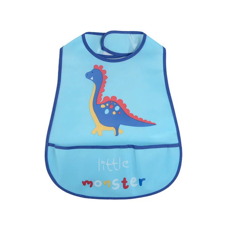 Boy's Bib with a Pocket Blue Dinosaur CC CTB2403581-NB