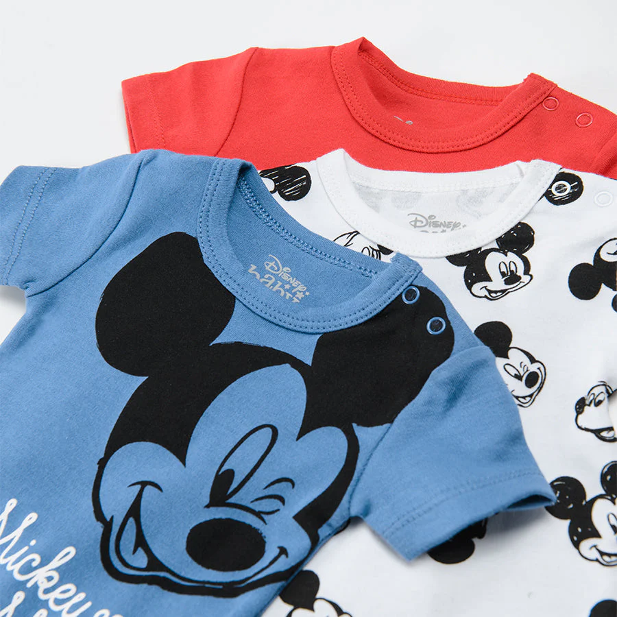Boy's Bodysuit With Short Sleeves Mickey Mouse Set 3 Pcs CC LUB2401785 00 - Image 5