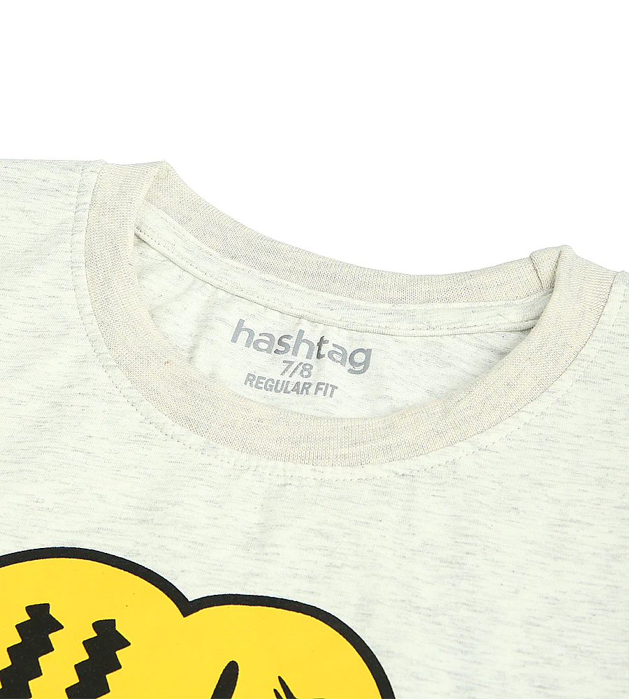Boys Casual Short Sleeve T-Shirt - Oatmeal - Image 2