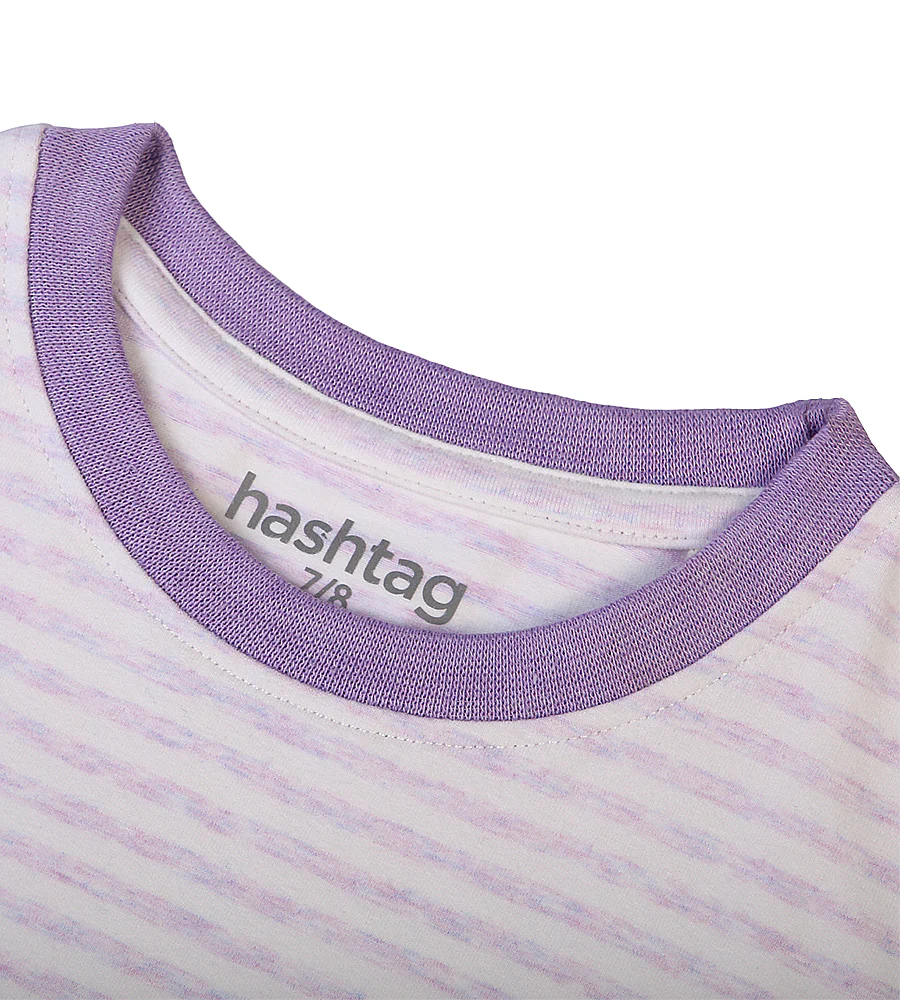 Girls Casual Striped T-Shirt - Purple - Image 3