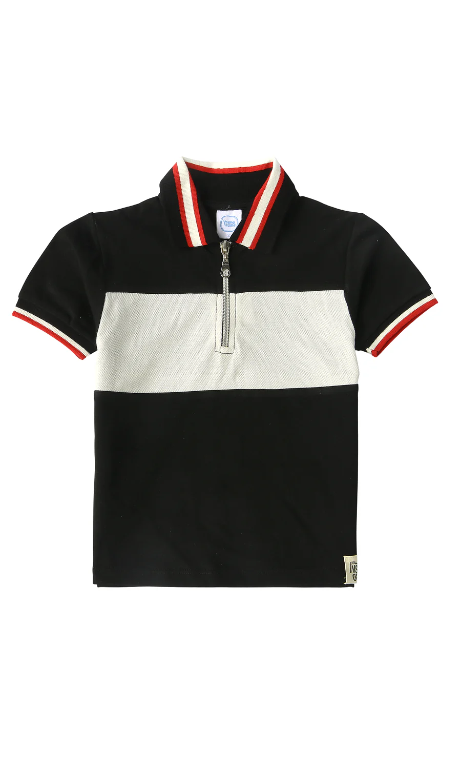 Boys Colour Block Polo T-Shirt Black White