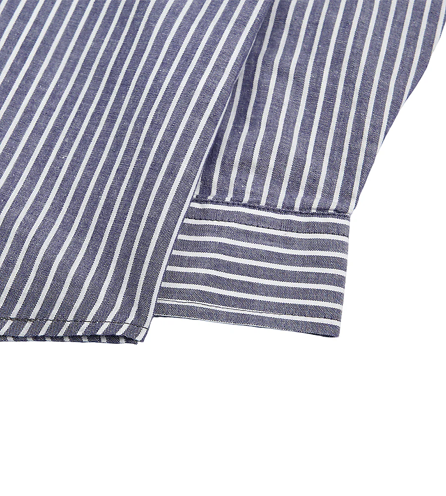 Boys Cotton Stripe Shirt - Blue - Image 3