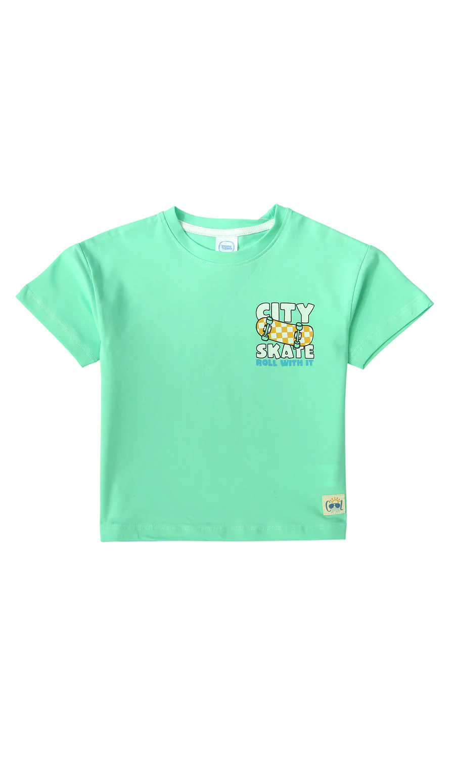 Boys Cotton T-Shirt Mint Green City Skate Print