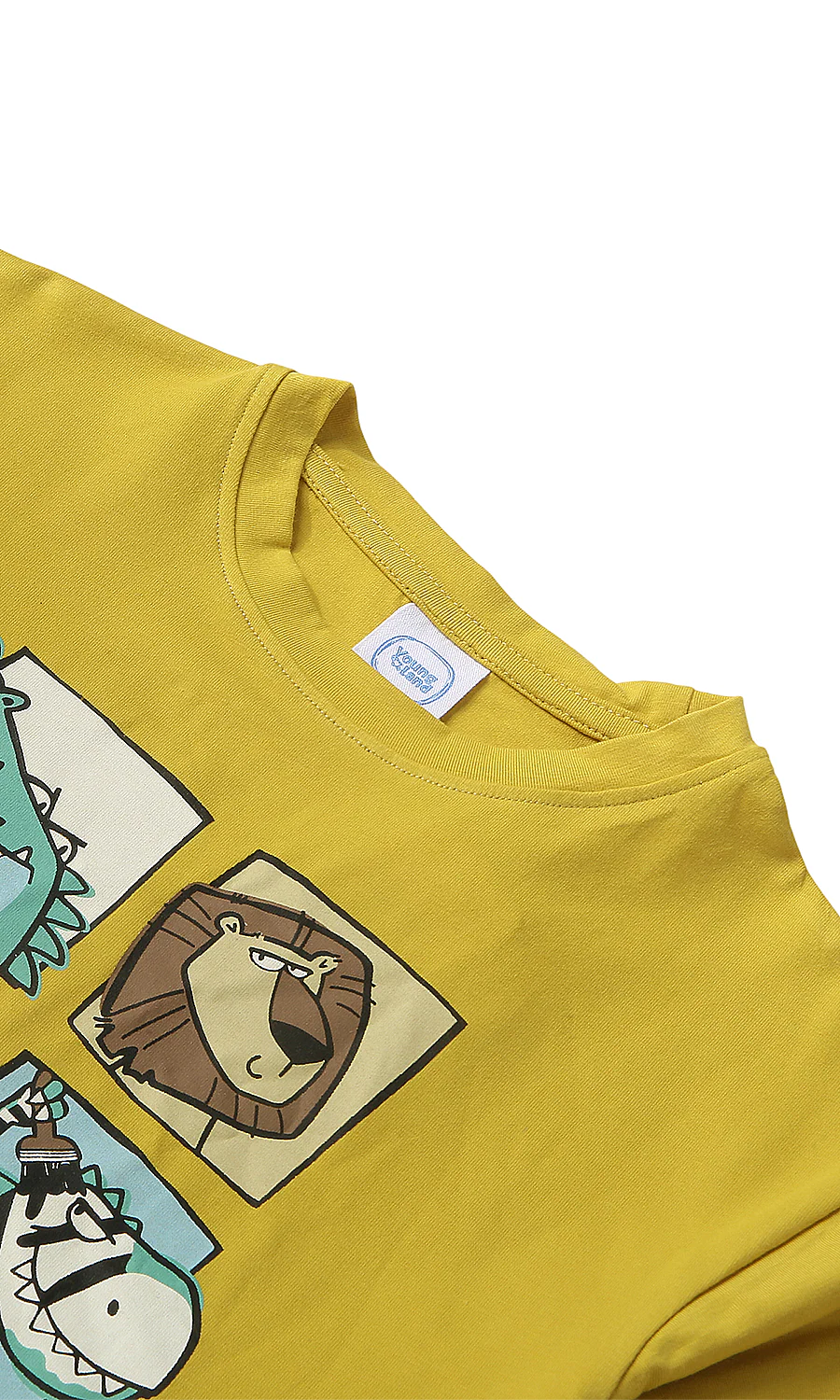 Boys Cotton T-Shirt Mustard Yellow Roar-Some Wild Animals Graphic Print - Image 2