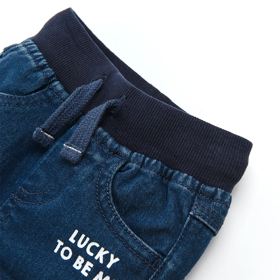 Boy's Denim Material Trousers Jogger Navy Blue CC CJB2400261 - Image 3