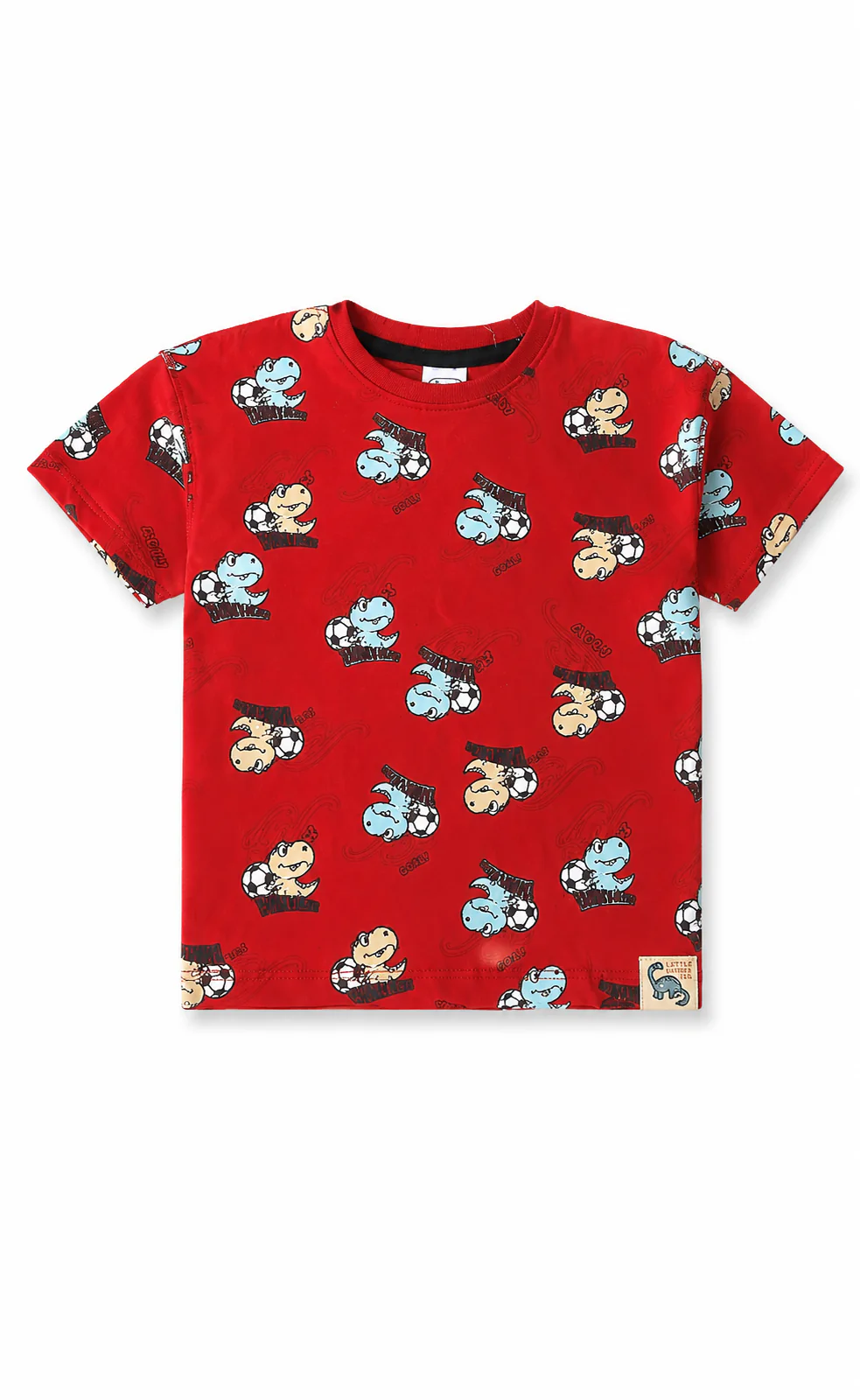 Boys Dino Print T-Shirt Pack of 2 Teal & Red - Image 4