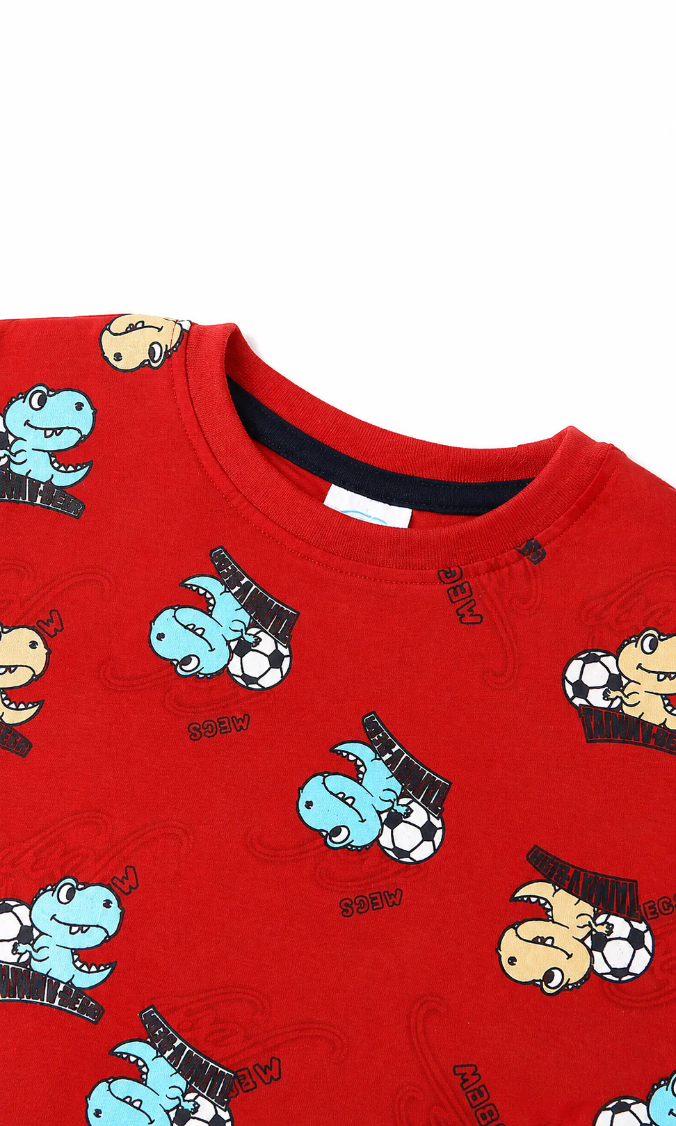 Boys Dino Print T-Shirt Pack of 2 Teal & Red - Image 5