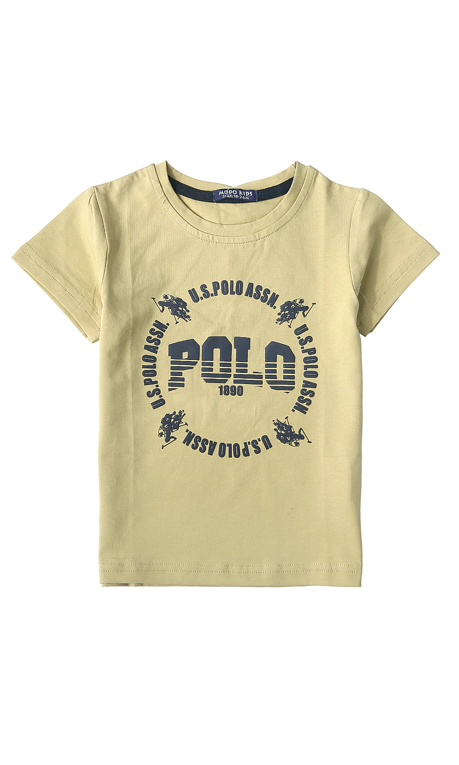 Boys Khaki Polo Circle Graphic Print T-Shirt