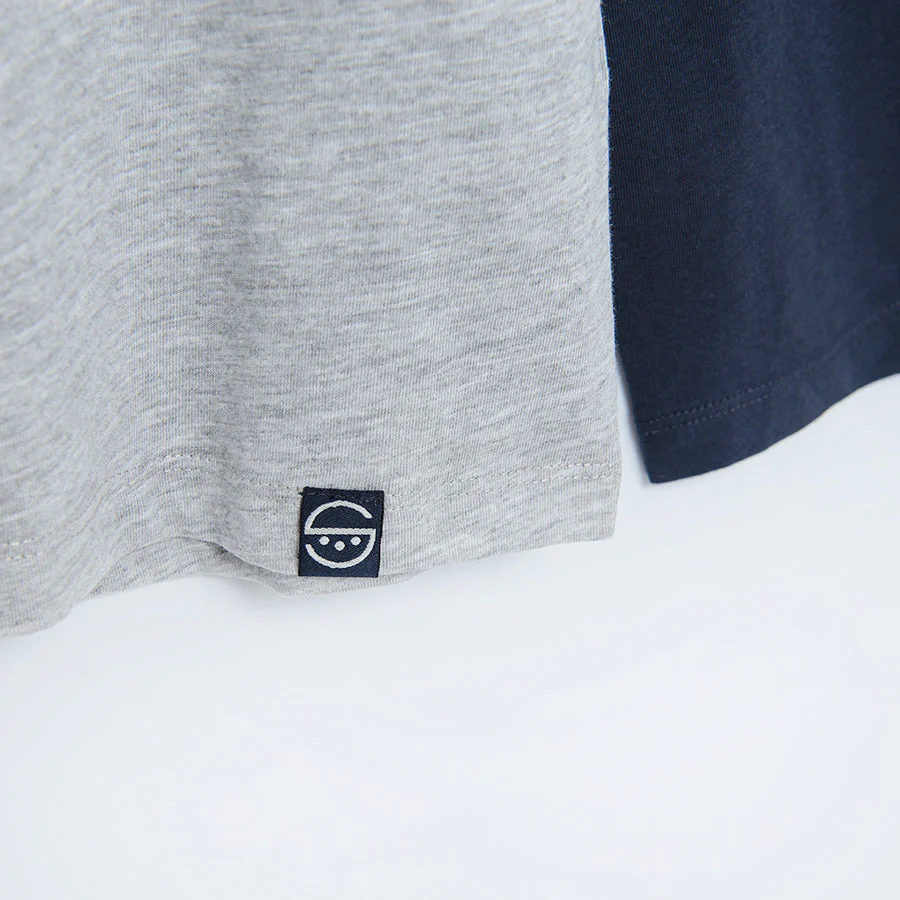 Boy's Long Sleeved Blouse Gray Navy Blue - Image 2