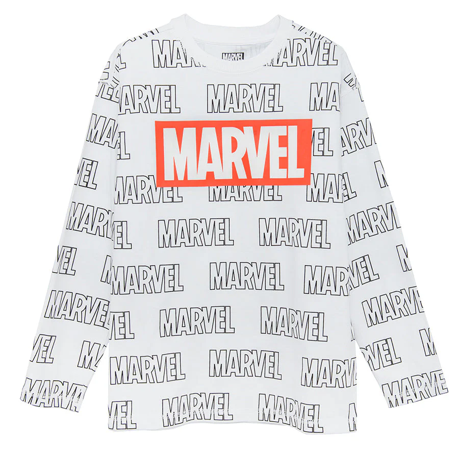 Boy's Long-sleeved Blouse White Marvel Super Heroes