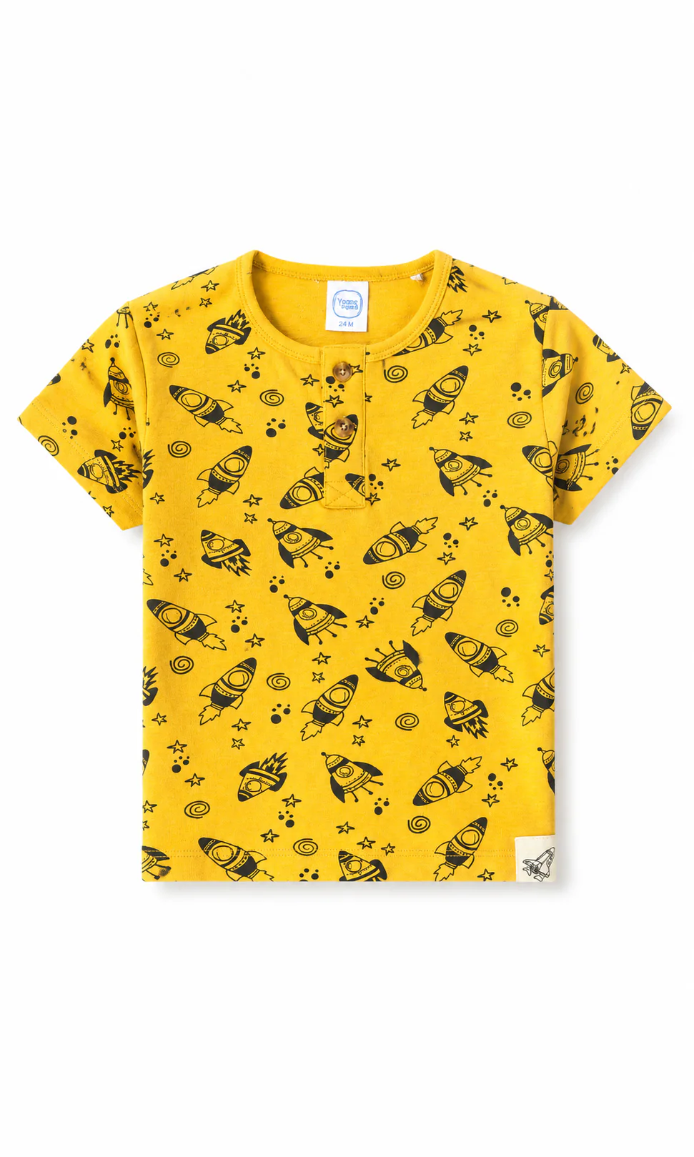 Boys Rocket Print 3-Piece Summer Suit Yellow & White - Image 2