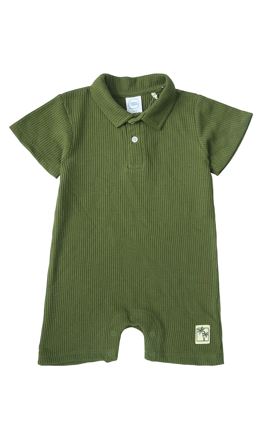 Boys Romper Olive Green Ribbed Solid