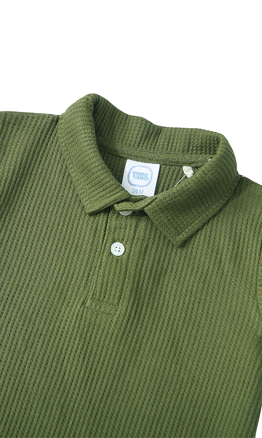 Boys Romper Olive Green Ribbed Solid - Image 2