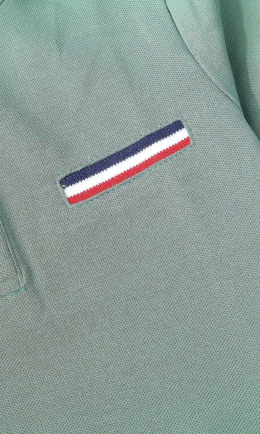 Boys Sage Green Mandarin Collar Stripe Pocket T-Shirt - Image 3