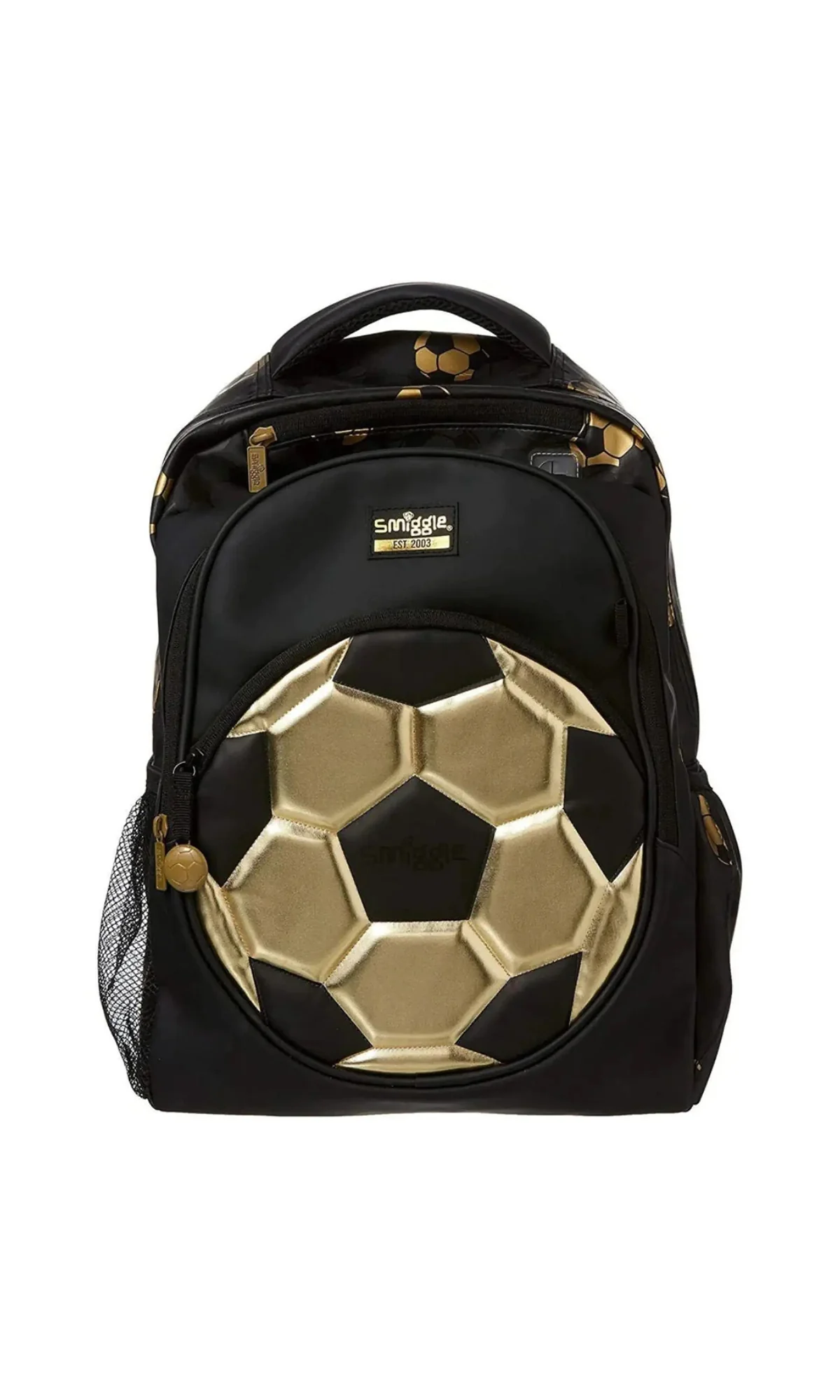 School Bag Black Gold Football Print
