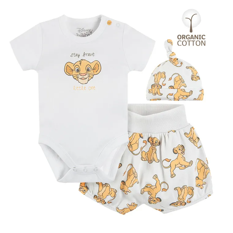 Boy's Set, Cap, T-Shirt With Short Sleeves, Shorts, Organic Cotton, Mix, The Lion King CC LNB2402181 - Image 2