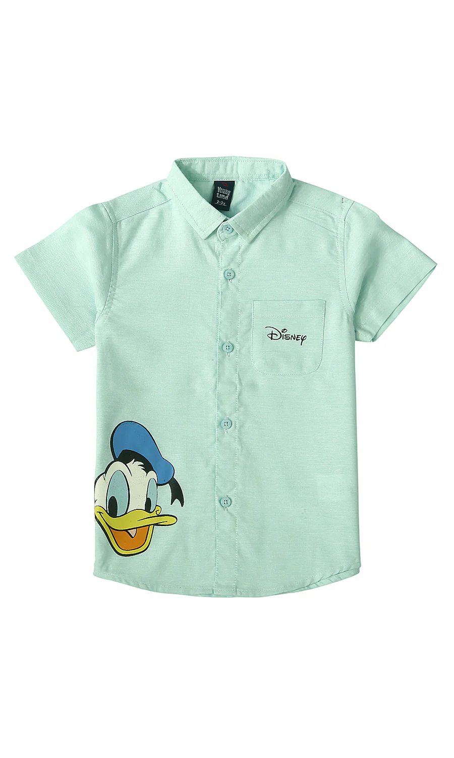 Boys Shirt Mint Green Donald Duck Disney Graphic Short Sleeve Button Up