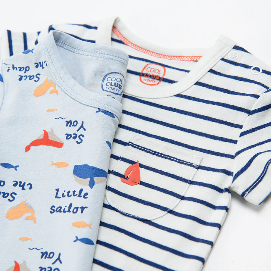 Boy's Short Sleeve Bodysuit Mix Little Sailor Set 2 Pcs CC CCB2401796 - Image 4
