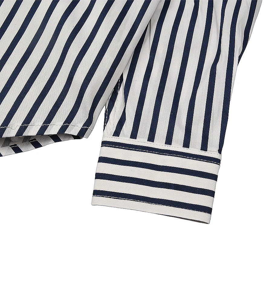 Boys Striped Formal Shirt - White & Navy Blue - Image 3