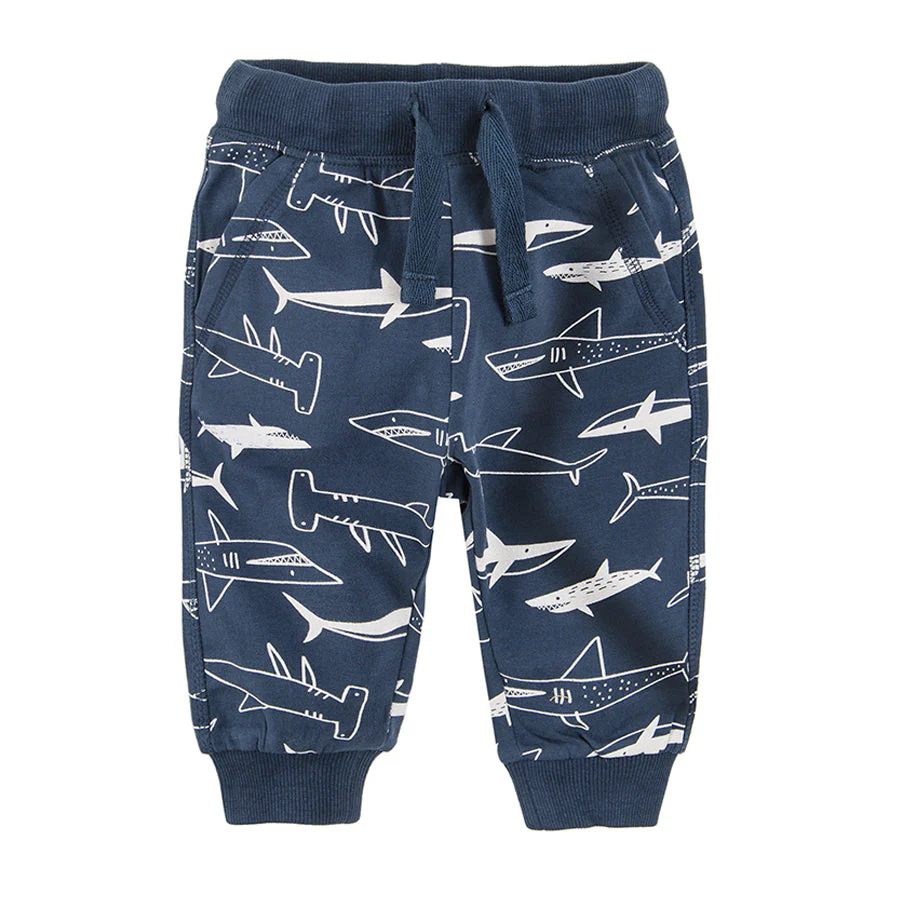 Boy's Sweat Pants Navy Blue Yellow Sharks Set 2 Pcs CC CCB2402674 00 - Image 3