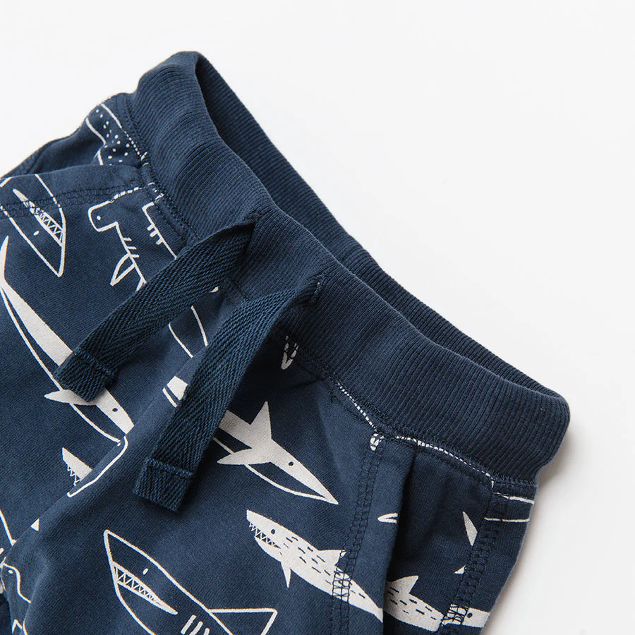 Boy's Sweat Pants Navy Blue Yellow Sharks Set 2 Pcs CC CCB2402674 00 - Image 5