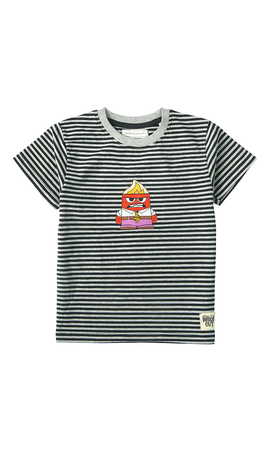 Boys T-Shirt Black White Stripe Inside Out Anger Print