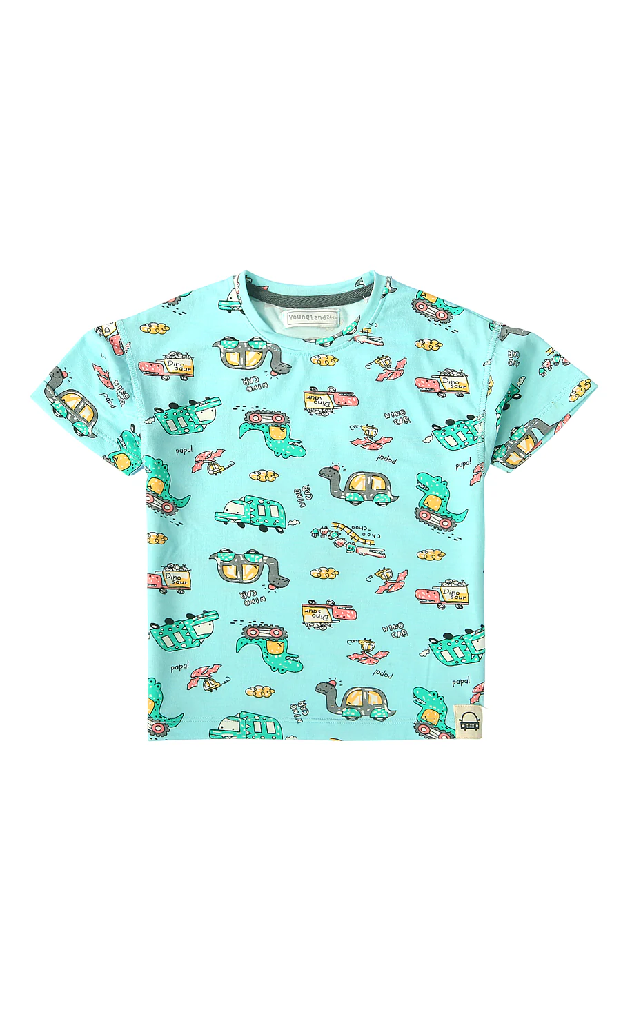 Boys T-Shirt Pack of 2 Mint Green Coral Stripe Dadas Boy Crocodile Print - Image 2
