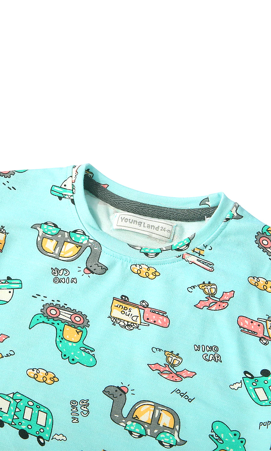 Boys T-Shirt Pack of 2 Mint Green Coral Stripe Dadas Boy Crocodile Print - Image 3
