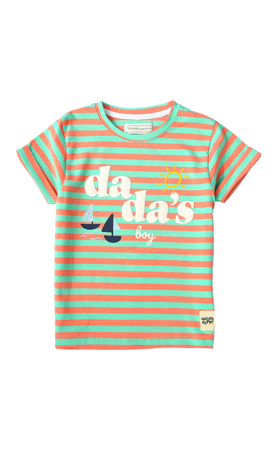 Boys T-Shirt Pack of 2 Mint Green Coral Stripe Dadas Boy Crocodile Print - Image 4