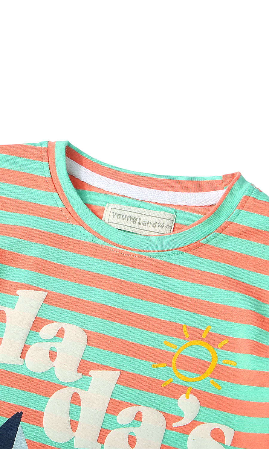 Boys T-Shirt Pack of 2 Mint Green Coral Stripe Dadas Boy Crocodile Print - Image 5