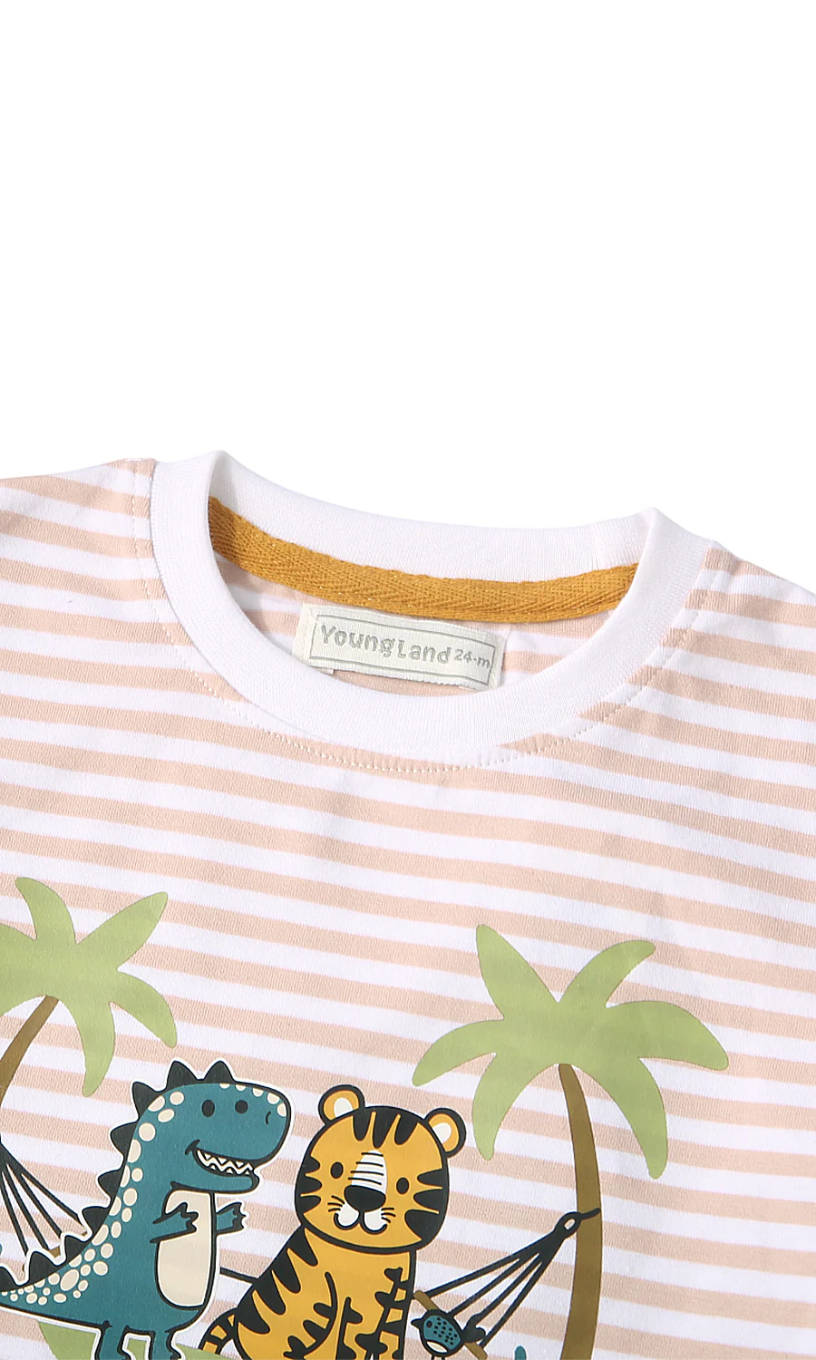 Boys White Striped Animal Graphic T-Shirt - Image 2